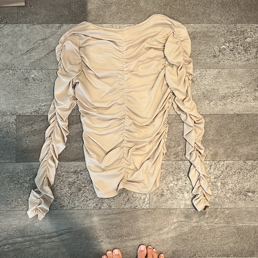 H&M Beige Ruched Blouse - Picture 3 of 3